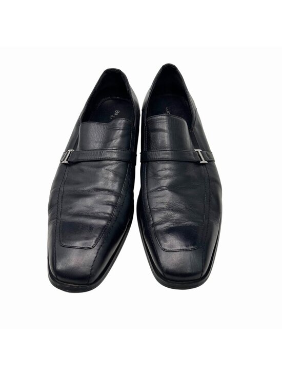 BACCO BUCCI STUDIO MEN\'S BLACK LEATHER LOAFERS SQUARE TOE DRESS SHOES - 12 main image 7